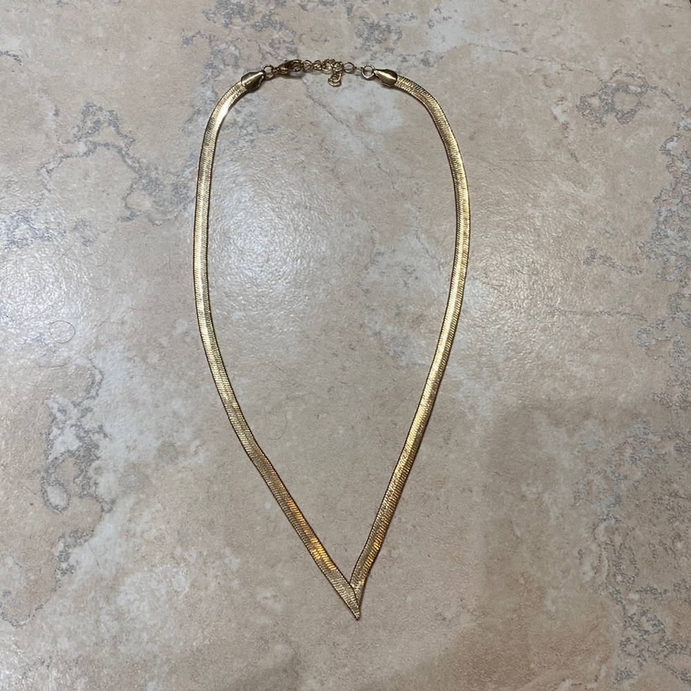 Gold Herringbone Necklace
